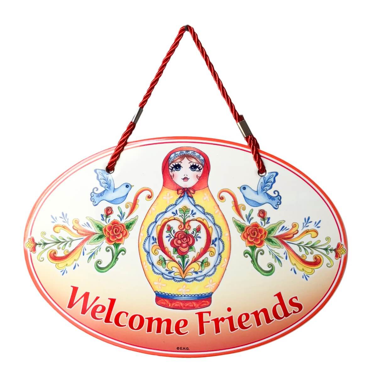 Bienvenidos Amigos Spanish Gift Decorative Door Sign