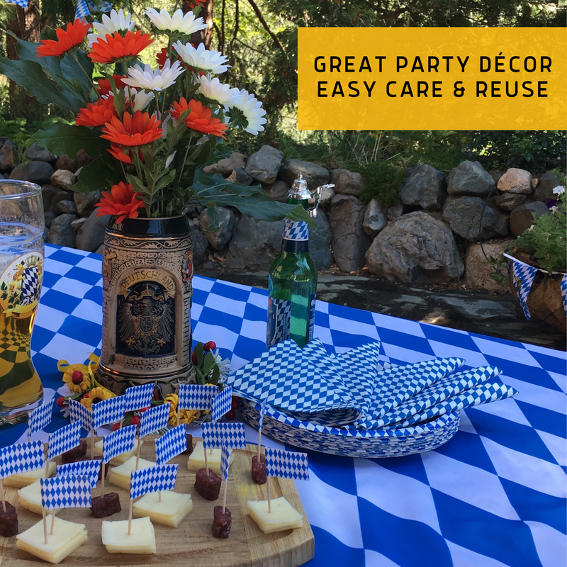 Bavarian Checkered Oktoberfest Party Polyester Tablecloth