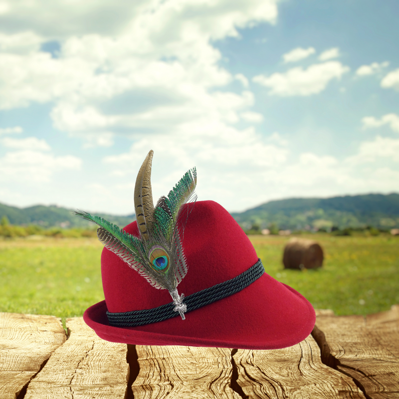 Pheasant & Peacock Hat Pin & Feathers with Stag Medallion