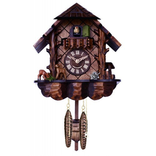 Musical Cuckoo Clock With Hand-Carved Case And Feeding Deer - 10 Inches Tall - OktoberfestHaus.com
 - 1