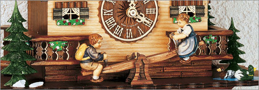 Schneider Black Forest 13" Musical Children on Teeter Totter Eight Day Movement German Cuckoo Clock - OktoberfestHaus.com
 - 3