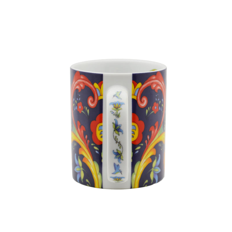 Rosemaling Blue Design Ceramic Coffee Mug - 2 - OktoberfestHaus.com