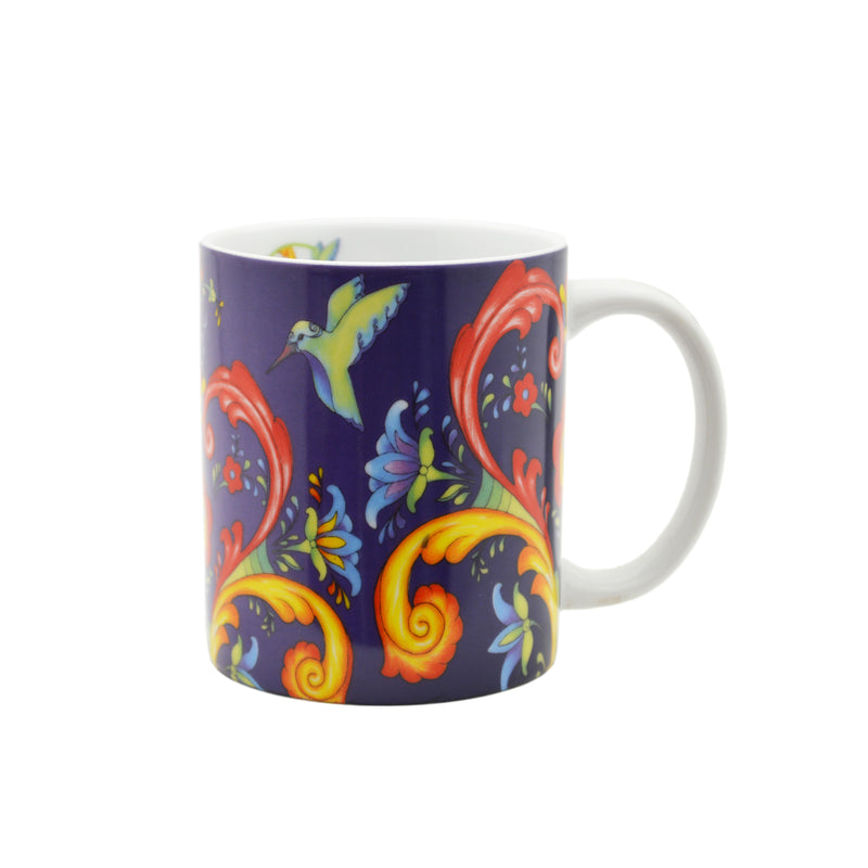 Rosemaling Blue Design Ceramic Coffee Mug - 1 - OktoberfestHaus.com