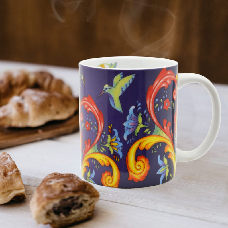 Dutch Blue Rosemaling Ceramic Coffee Cup