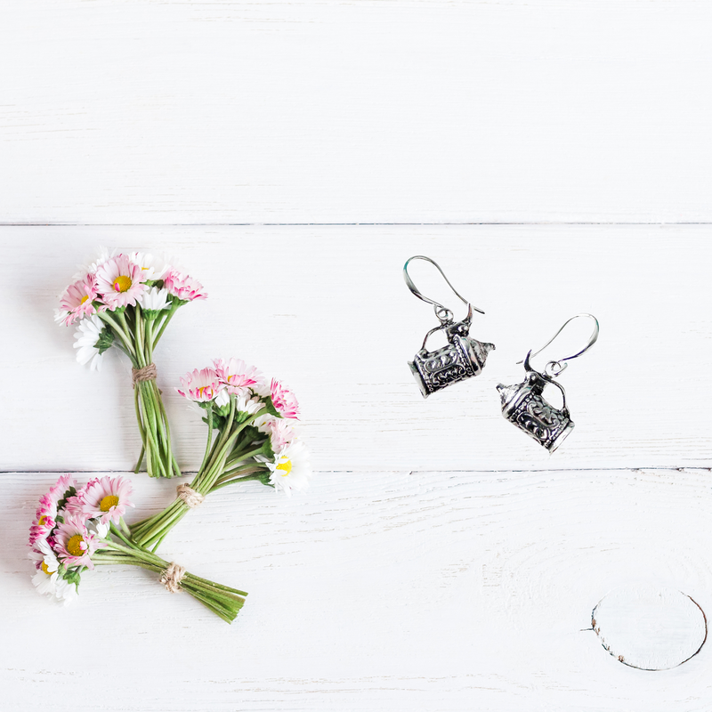 Beer Stein Silver Plated Earrings Gift Idea