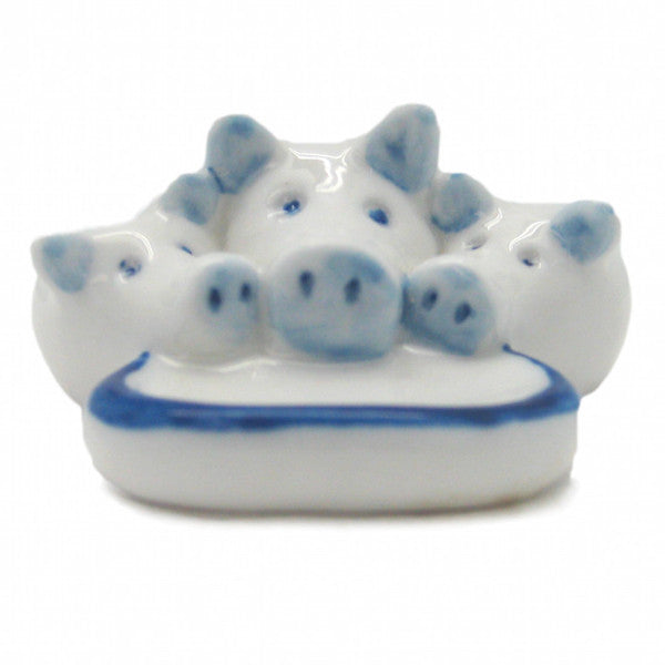 Porcelain Animals Miniatures Delft Blue Pig - OktoberfestHaus.com
 - 1