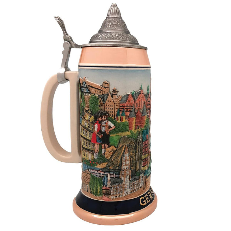 Landmarks Across Germany 1L Colorful Lidded Stein -2