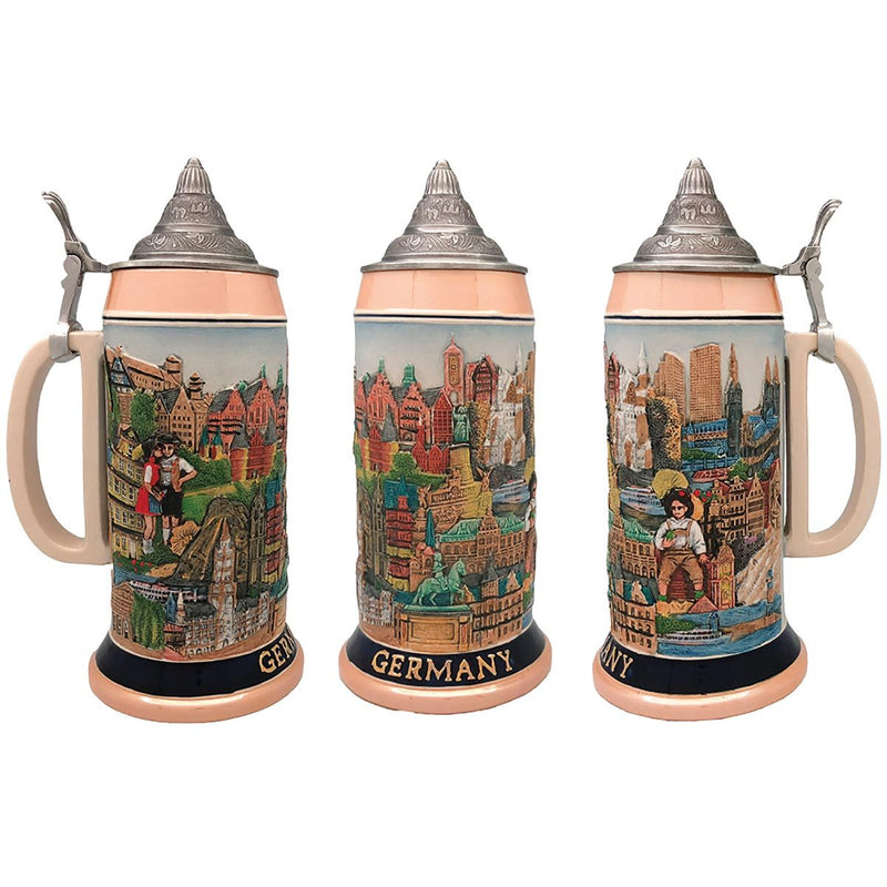 Landmarks Across Germany 1L Colorful Lidded Stein -4