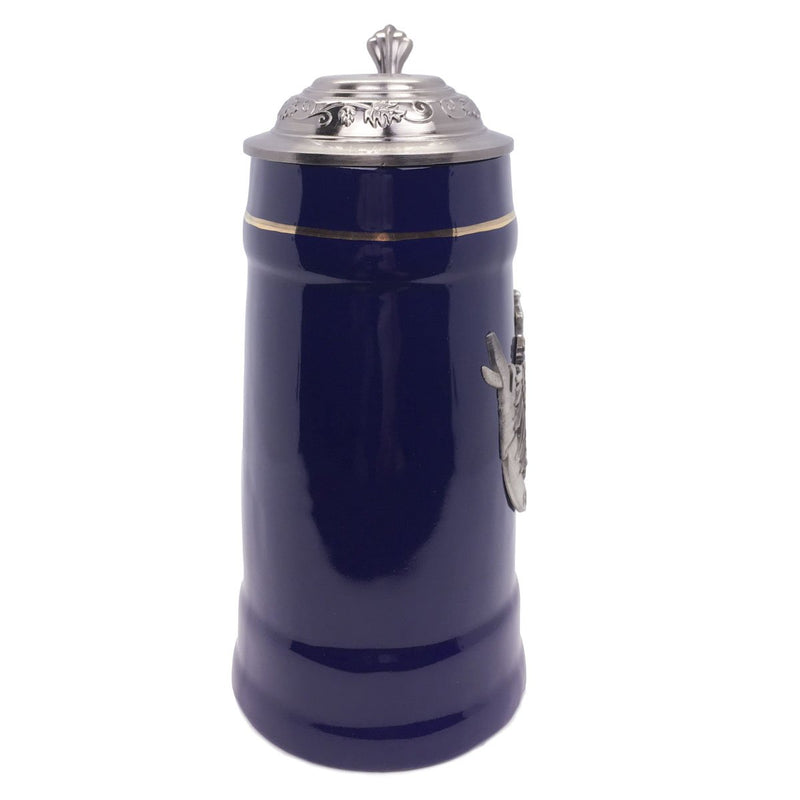 .75L Eagle Cobalt Blue Medallion Lidded Stein -2