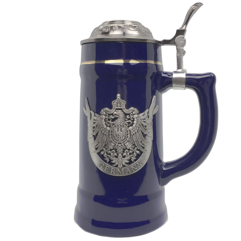 .75L Eagle Cobalt Blue Medallion Lidded Stein -1