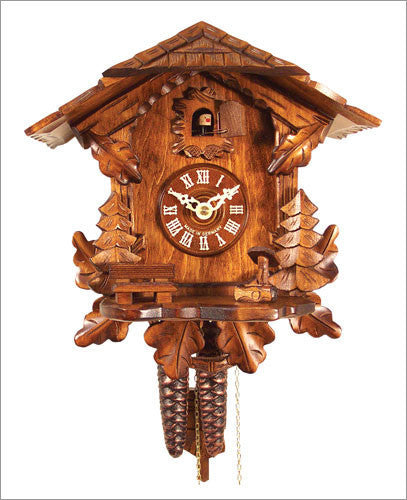 German Black Forest 1-Day German Cuckoo Clock with Leaves and Trees - OktoberfestHaus.com
